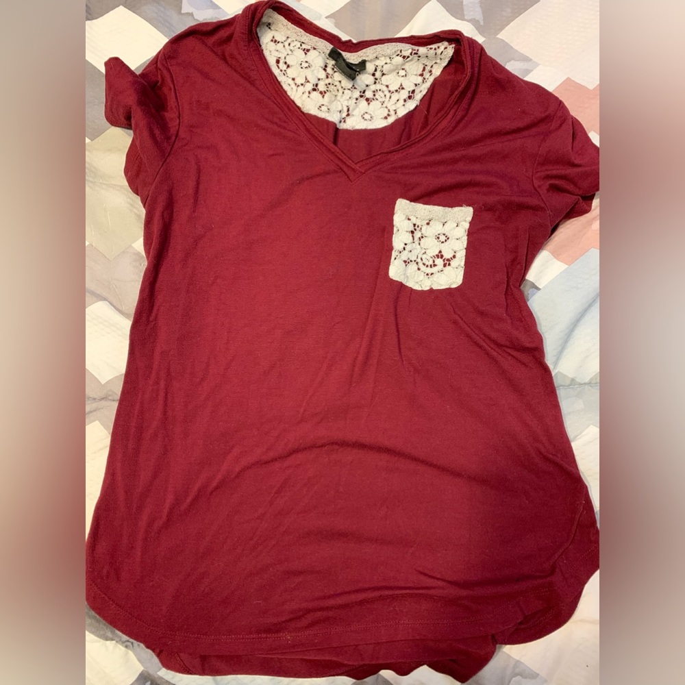 Rue 21 Maroon Lace Shirt